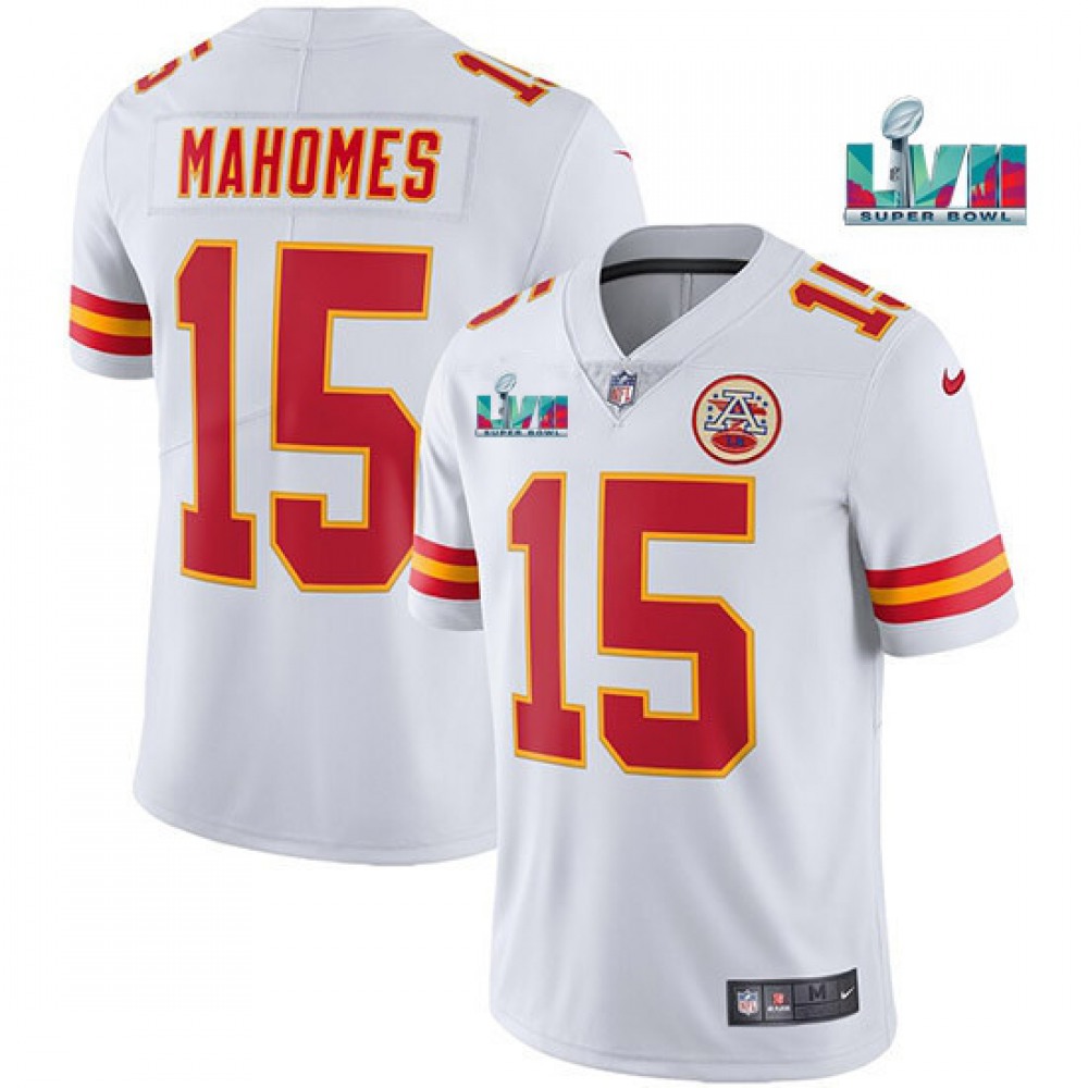 Men's Kansas City Chiefs 15 Patrick Mahomes White Super Bowl LVII