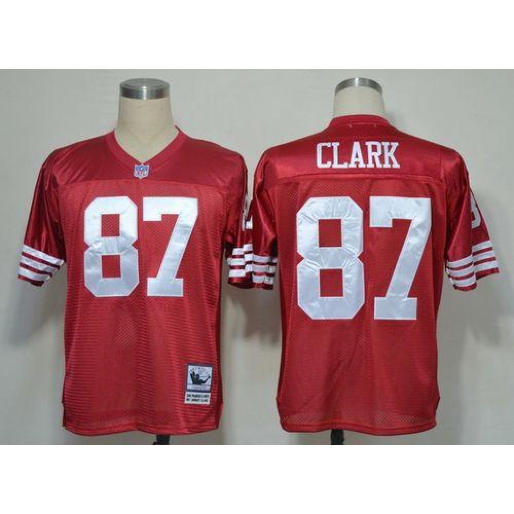 Mitchell And Ness 49ers 87 Dwight Clark Red Stitched Throwback NFL